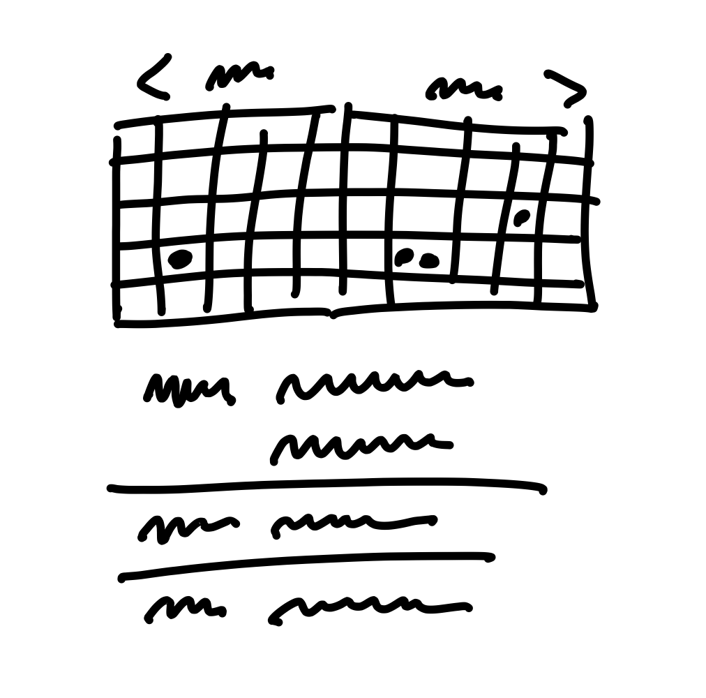 A rough sketch showing two monthly calendars side by side. Some of the days in the calendar have dots in them. Below the calendar grid, rough lines suggest a list of events.