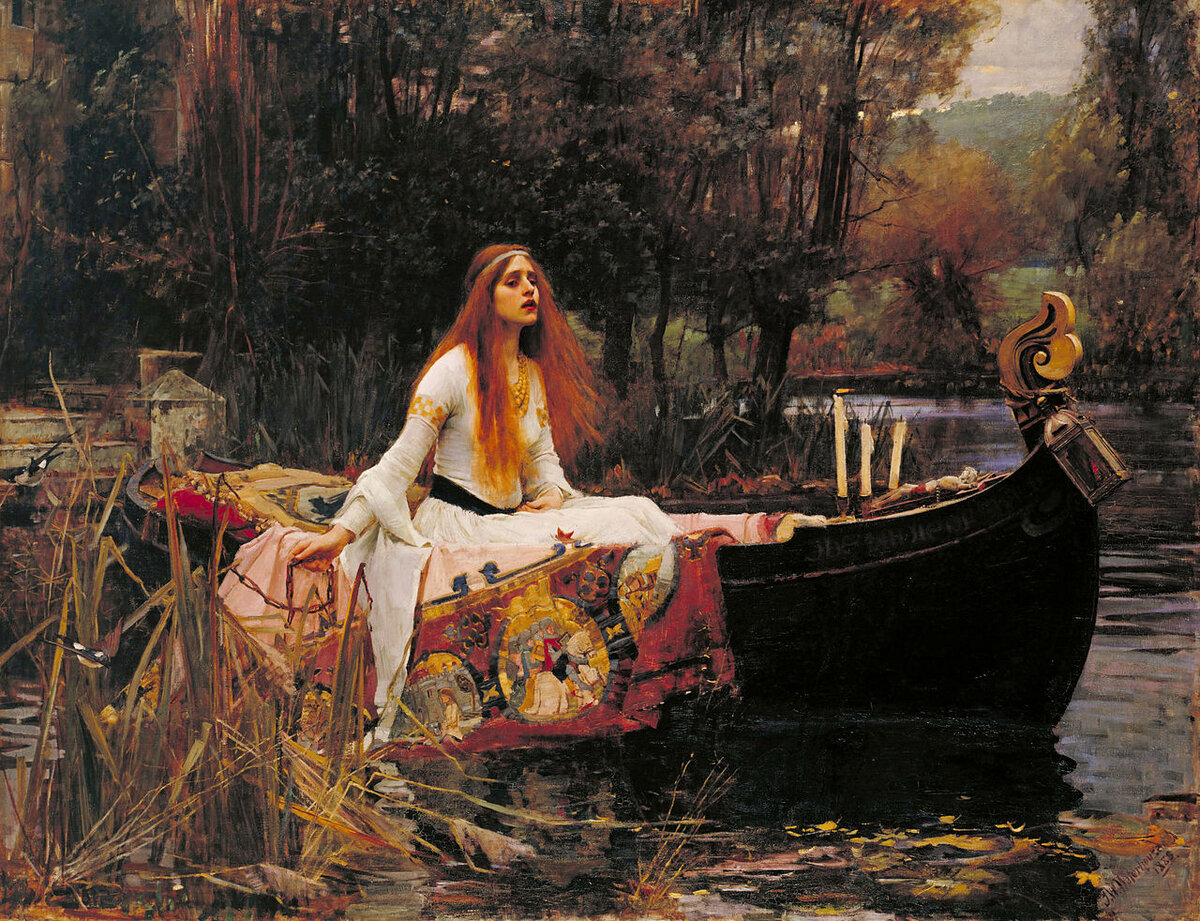 A young woman reaches toward a mirror that reflects not her own face but an idealized, softly glowing version of herself, painted in the style of a Pre-Raphaelite dream